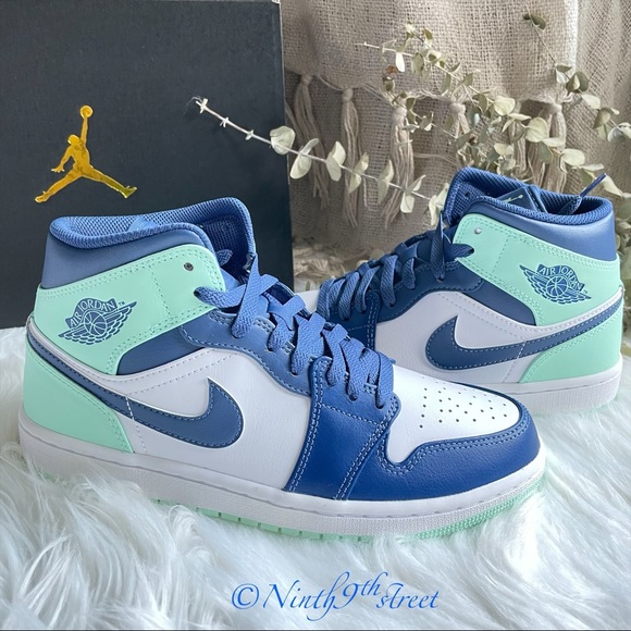 Jordan Shoes - Nike Air Jordan 1 Mid Shoes Mystic Navy White Mint Foam PRICE FIRM